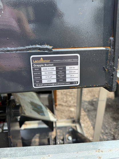 72” LandHonor Grapple Bucket for Skid Steer / Tractor