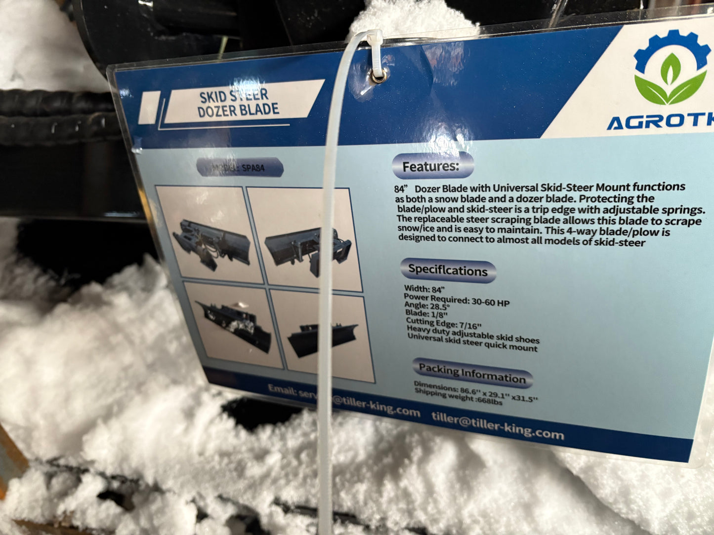 84" Snow Plows for Skid Steer / Tractor