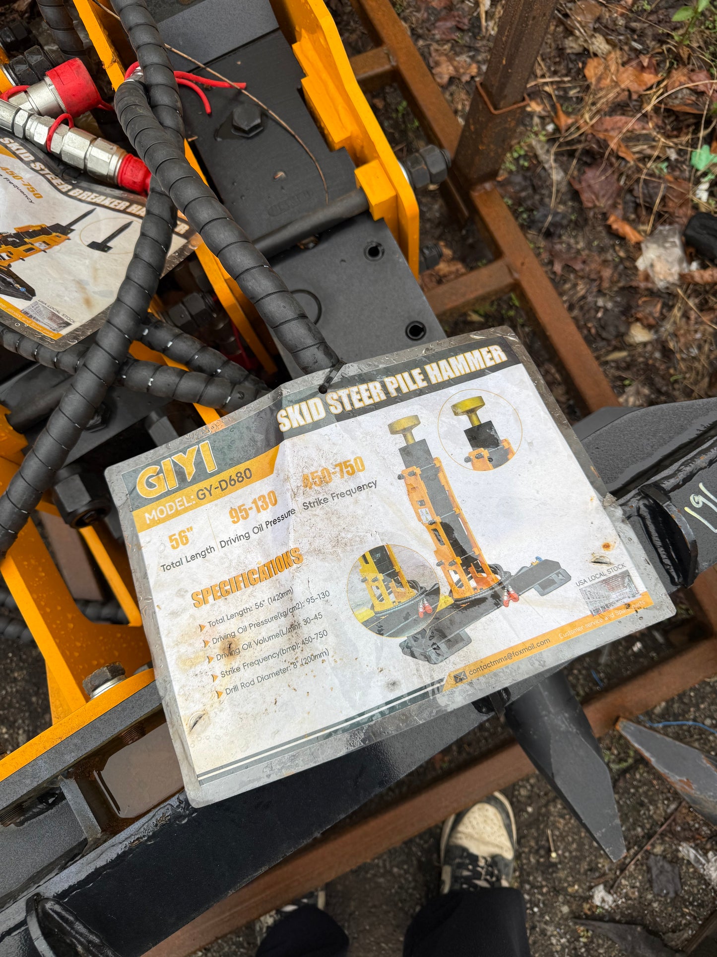 56” GiYi Pile Hammer for Skid Steer / Tractor